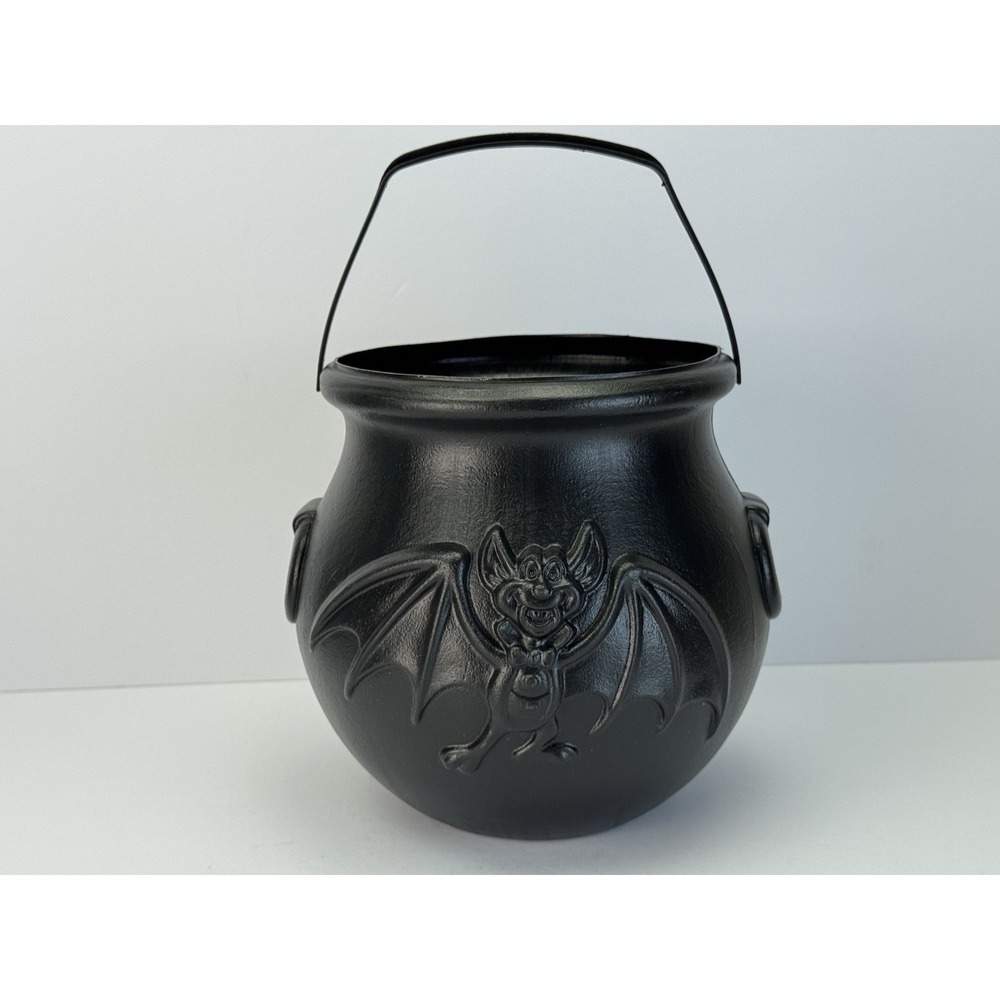 Vintage Halloween General Foam Witch CAULDRON Bat Blow Mold Candy Pail Bucket - Picture 6 of 13